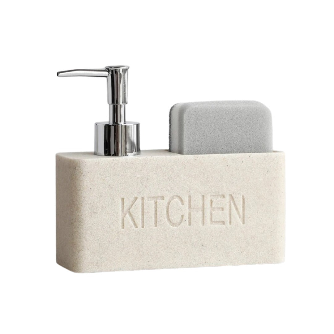 Soap dispenser with a pump and a holder on a white background, labeled 'KITCHEN'.