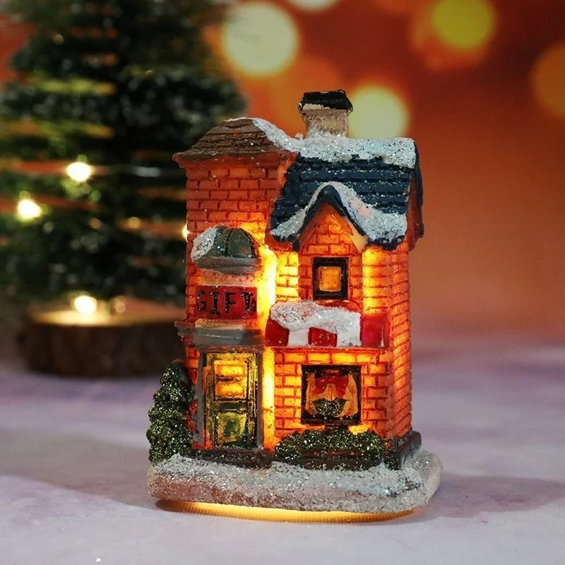 Christmas Village Display Set with 6 Houses and LED Lighting
