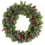 Christmas Wreath Artificial Pine Red Berry Holiday Door Decoration